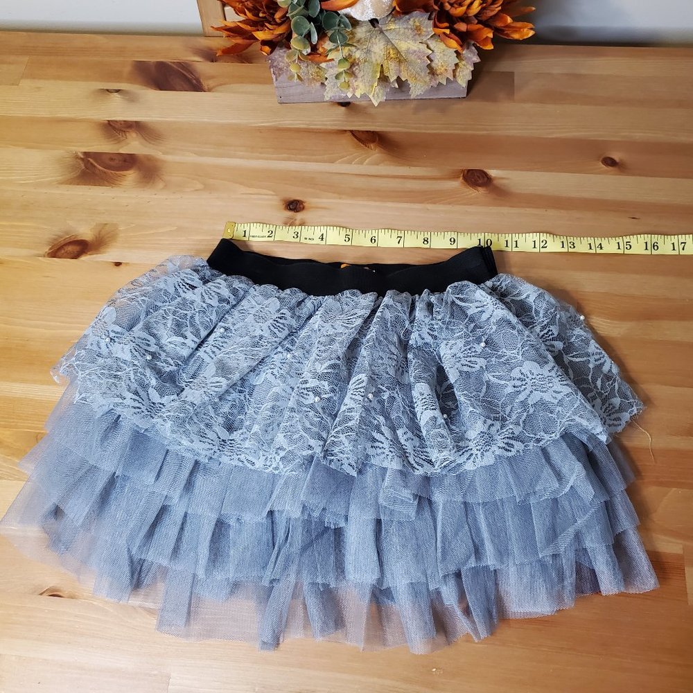 She's cool girls - Lace Layered Skirt Gray Size 10 - Picture 6 of 6
